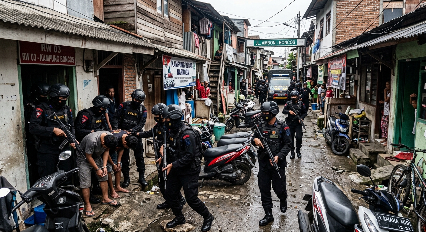 Gambar ilustrasi penggerebekan Kampung Boncos dan Kampung Ambon
