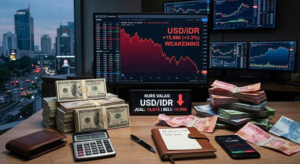 gambar ilustrasi rupiah melemah terhadap dollar